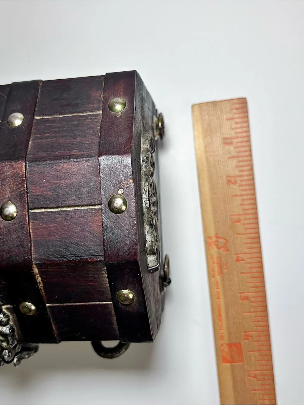 Vintage Gothic Style Wooden Treasure Chest Jewelry Box.